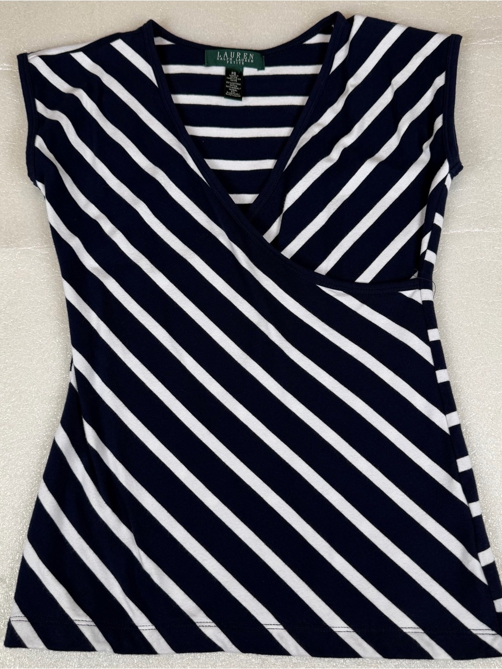 Lauren Ralph Lauren Cotton Blend Stretch Sleeveless Women’s Petite Small Stripe